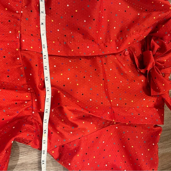 Vintage Red Polka Dot Midi Dress Women’s XL Tie Front Pinup Rockabilly Whimsical - Picture 7 of 10